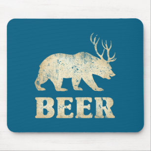 Bear Deer Vintage Beer  Mouse Pad