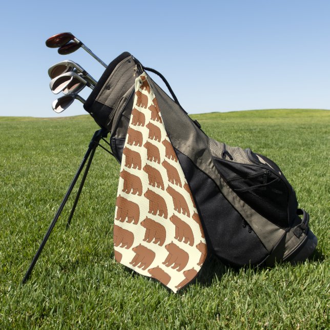 Bear Design Any Colour Background Golf Towel (Green)