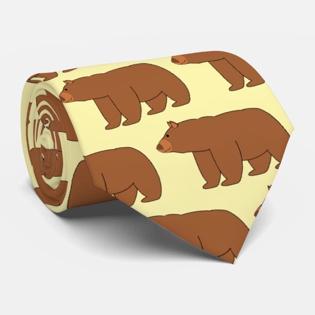 Bear Design Any Colour Background Tie (Rolled)