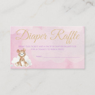 Bear Diaper Raffle Card Tickets for Baby Shower