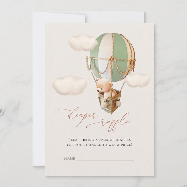 Bear Diaper Raffle Tickets Enclosure Card (Front)