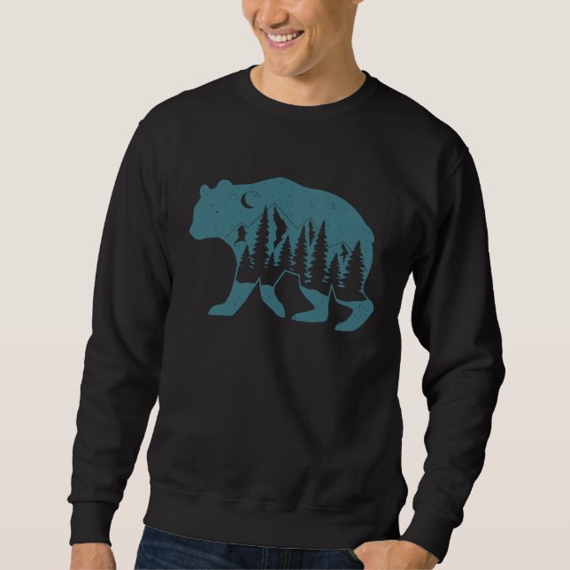 Bear Distressed Surreal Wildlife Forest Mountain A Sweatshirt (Front)