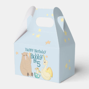 Bear, Dragons, Narwhal Baby Blue Birthday Favour Box