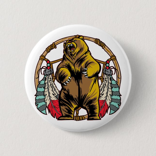 Bear Dreamcatcher 6 Cm Round Badge (Front)