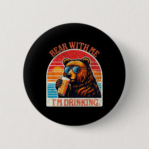 Bear Drinking Beer Outdoor Funny Grizzly Hiking 6 Cm Round Badge