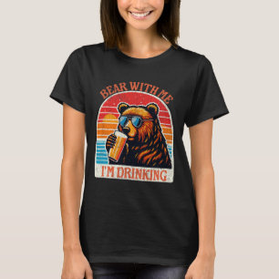 Bear Drinking Beer Outdoor Funny Grizzly Hiking T-Shirt