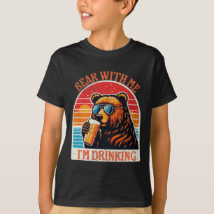 Bear Drinking Beer Outdoor Funny Grizzly Hiking  T-Shirt
