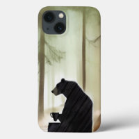 Bear Drinking Coffee in the Woods