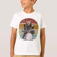 Bear Drummer Playing Drums Boy T-Shirt