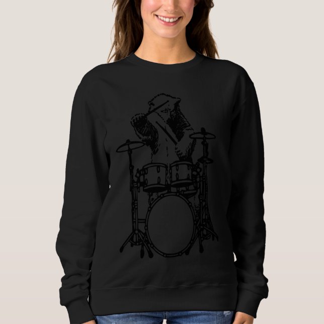 Bear Drumming Drummers Percussionists Musician Sweatshirt (Front)