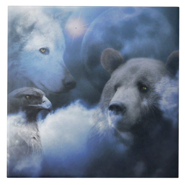 Bear, Eagle and Wolf Art Tile (Front)