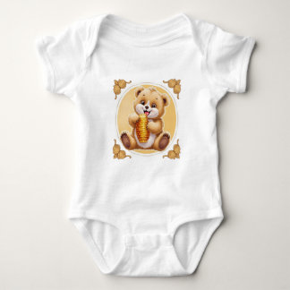 bear eating honey baby bodysuit