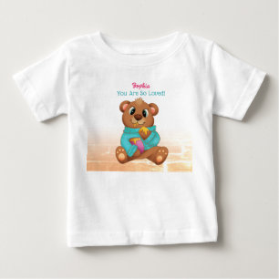 Bear Eating Honey, Child's Name & Message T-Shirt