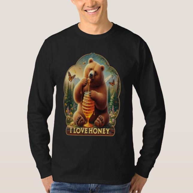 Bear Eating Honey From A Honeycomb T-Shirt (Front)