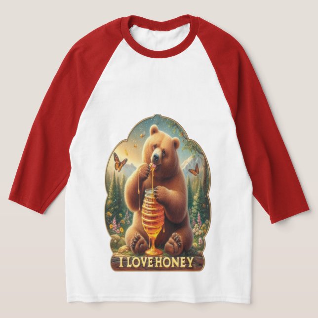 Bear Eating Honey From A Honeycomb T-Shirt (Laydown)