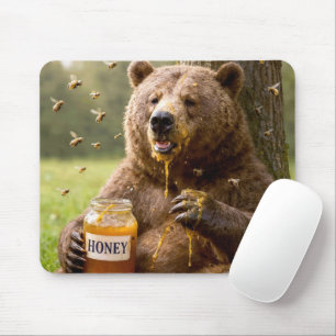 Bear Eating Honey Out of a Jar Mouse Pad