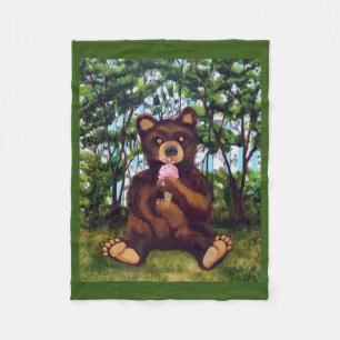 Bear Eating Ice cream baby fleece blanket