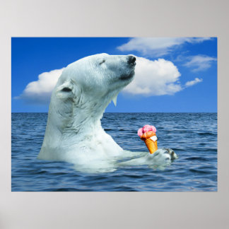 Bear Eating Ice Cream Poster