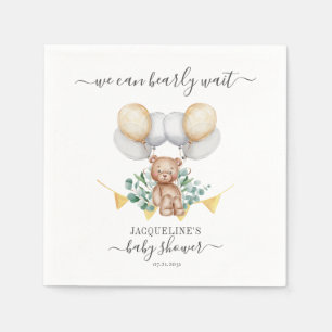 Bear Eucalyptus Botanical Baby Shower Paper Napkin