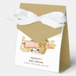 Bear Explorer World Map Airplane Boy Baby Shower Favour Box