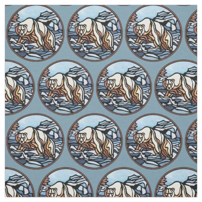 Bear Fabric Native Polar Bear Art Fabric Pattern (Swatch)