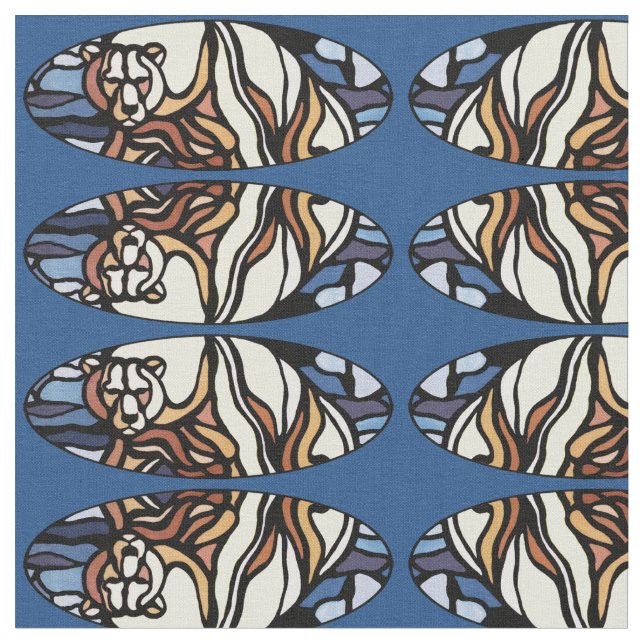 Bear Fabric Native Polar Bear Art Fabric Pattern (Close Up)