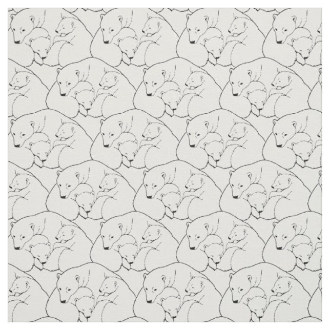 Bear Fabric Polar Bear Art Fabric Mother & Cubs (Swatch)