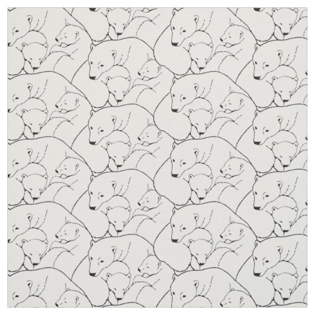 Bear Fabric Polar Bear Art Fabric Mother & Cubs (Swatch)