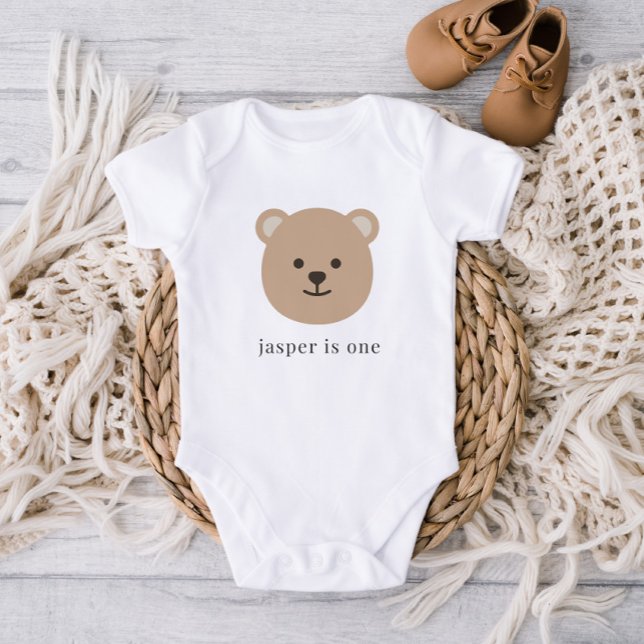 Bear Face 1st Birthday Baby Bodysuit (Creator Uploaded)
