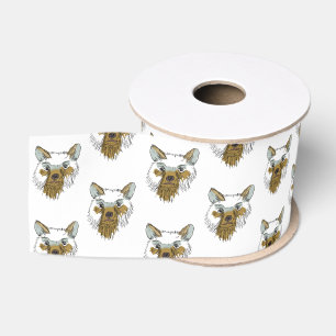 Bear Face Drawing Grosgrain Ribbon