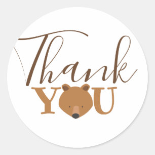 Bear Face Thank You Classic Round Sticker
