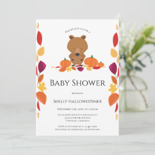 Bear Fall Pumpkin Baby Shower Invitation