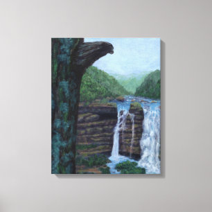 Bear Falls Waterfall Painting Canvas Print