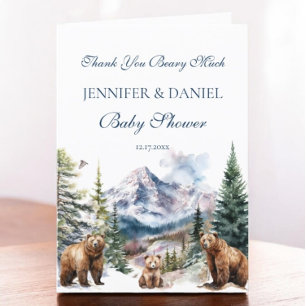 Bear Family Adventure Snow Mountain Baby Shower Thank You Card