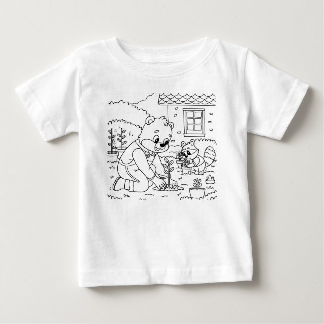 Bear family and Rabit mum cartoon  Baby T-Shirt (Front)