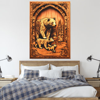  Bear Family Carving PRINT ART