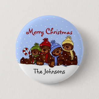 Bear family Christmas button