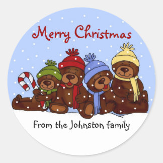 Bear family Christmas stickers