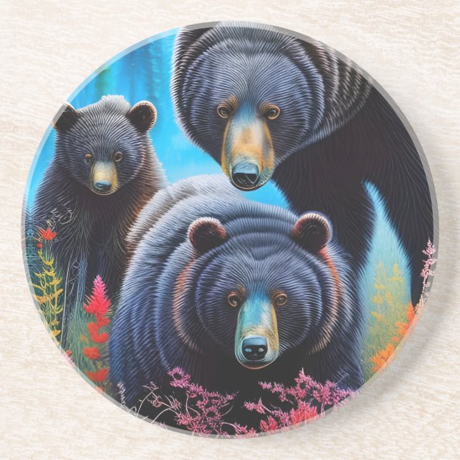 Bear family collage coaster (Front)