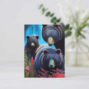 Bear family collage postcard