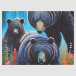 Bear family collage tissue paper