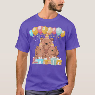 Bear Family Kids Birthday Party Cute Animal Brown  T-Shirt