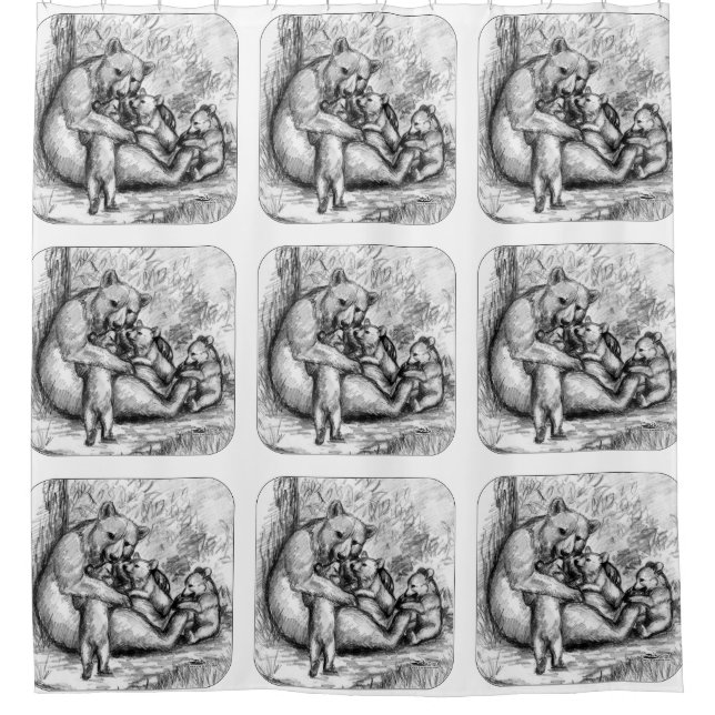Bear Family Shower Curtain (Front)