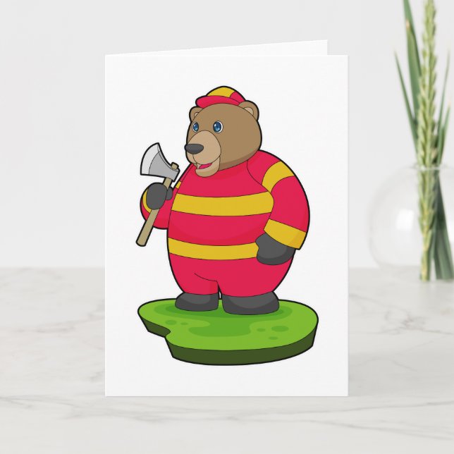 Bear Firefighter Axe Card (Front)