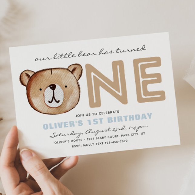 Bear First Birthday Invitations (Creator Uploaded)