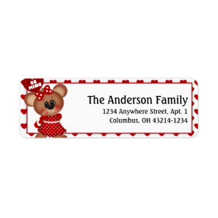 Bear First Valentine's Day Address Labels d1