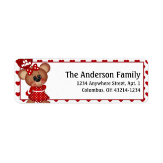 Bear First Valentine's Day Address Labels d1