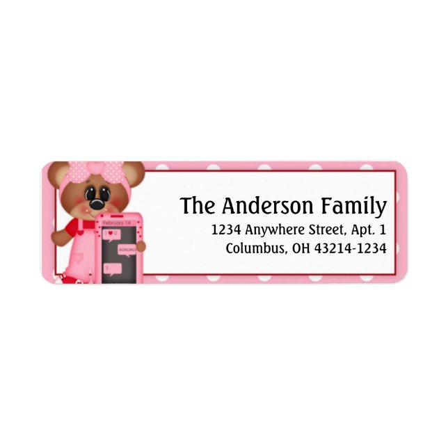Bear First Valentine's Day Address Labels d2 (Front)
