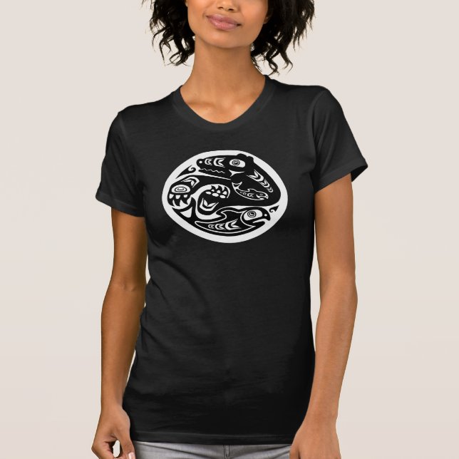 Bear & Fish Native American Design T-Shirt (Front)