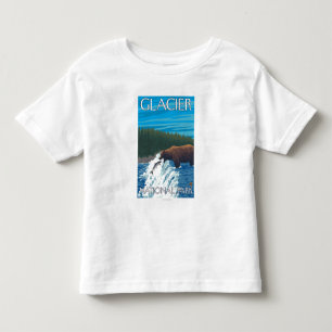 Bear Fishing in River - Glacier National Park, Toddler T-Shirt